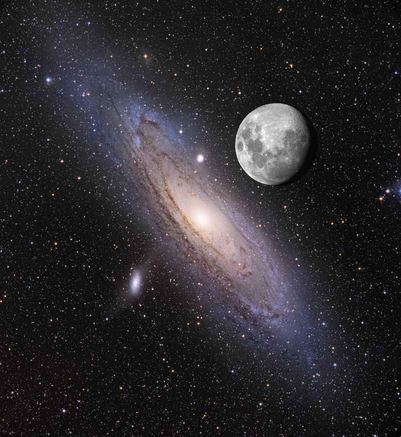 Illustration for article titled The incredibly huge size of Andromeda next to the Moon